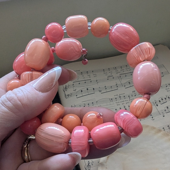 Pink and Peach Beaded Bracelet - Picture 8 of 8